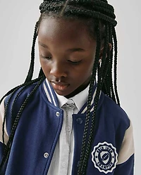 Kids Embroidered Varsity Premium Fleece Bomber Jacket