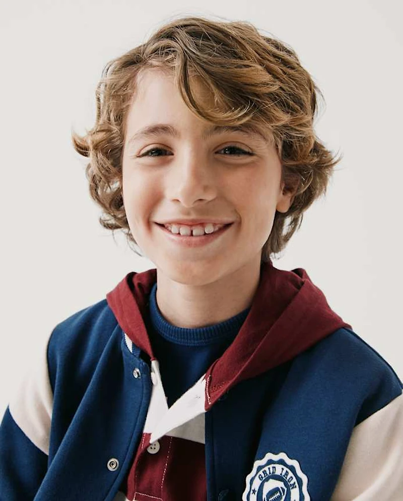 Kids Embroidered Varsity Premium Fleece Bomber Jacket