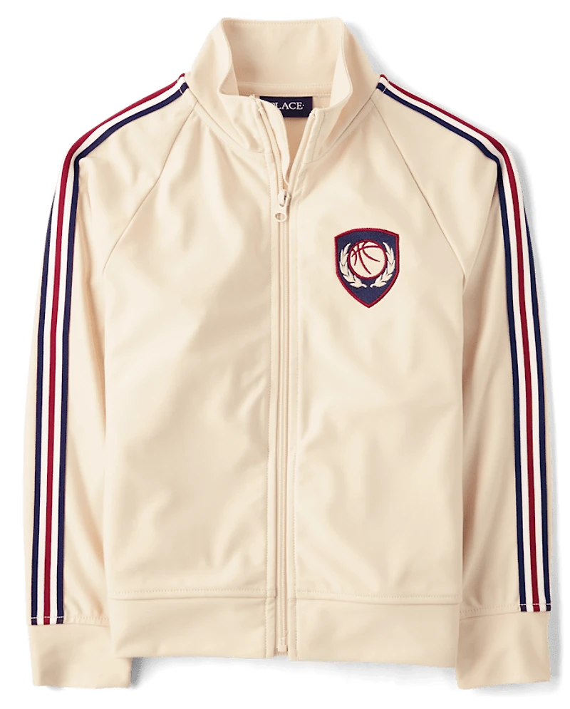 Kids Embroidered Patch Zip Up Track Jacket