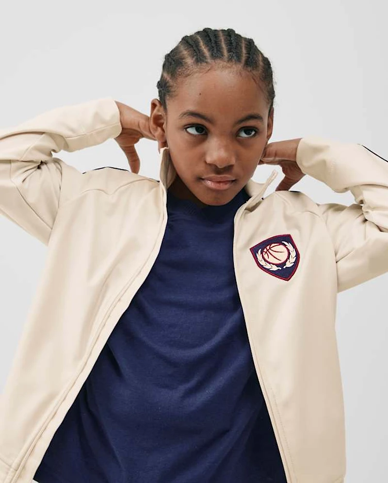 Kids Embroidered Patch Zip Up Track Jacket