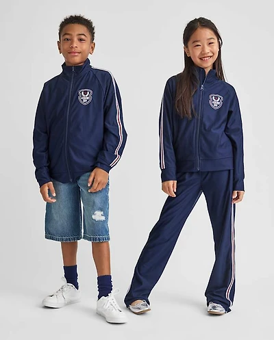 Kids Embroidered Patch Zip Up Track Jacket