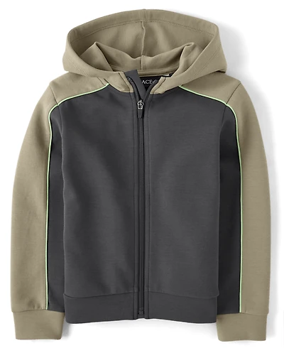 Boys Colorblock Scuba Zip Up Hoodie