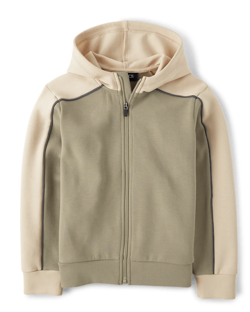 Boys Colorblock Scuba Zip Up Hoodie