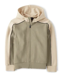 Boys Colorblock Scuba Zip Up Hoodie