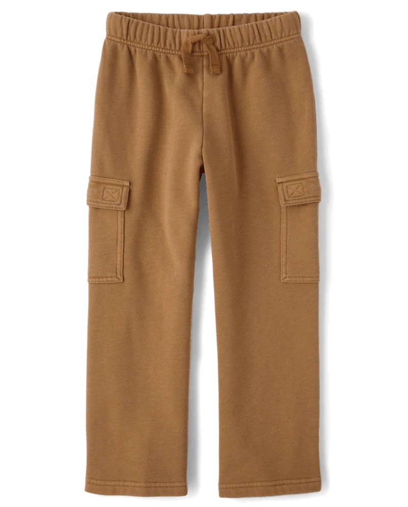 Kids Garment Dyed Premium Fleece Loose Cargo Pants