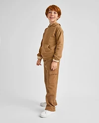 Kids Garment Dyed Premium Fleece Loose Cargo Pants