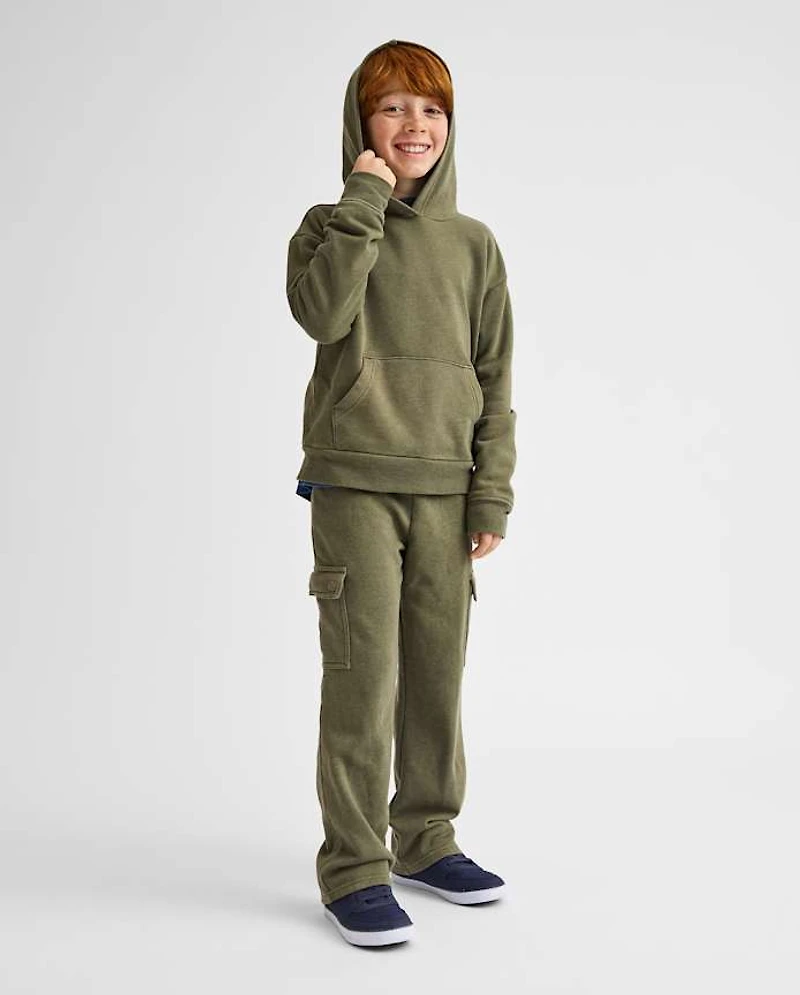 Kids Garment Dyed Premium Fleece Loose Cargo Pants