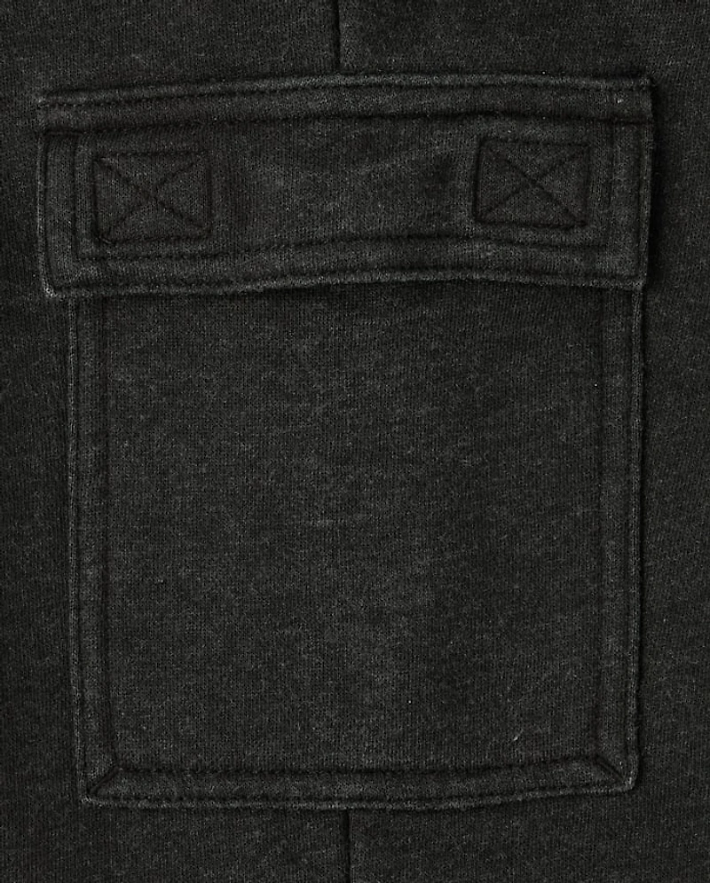 Kids Garment Dyed Premium Fleece Loose Cargo Pants