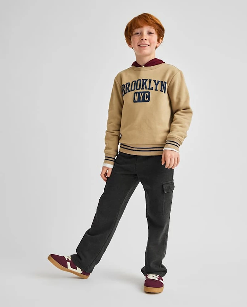 Kids Garment Dyed Premium Fleece Loose Cargo Pants