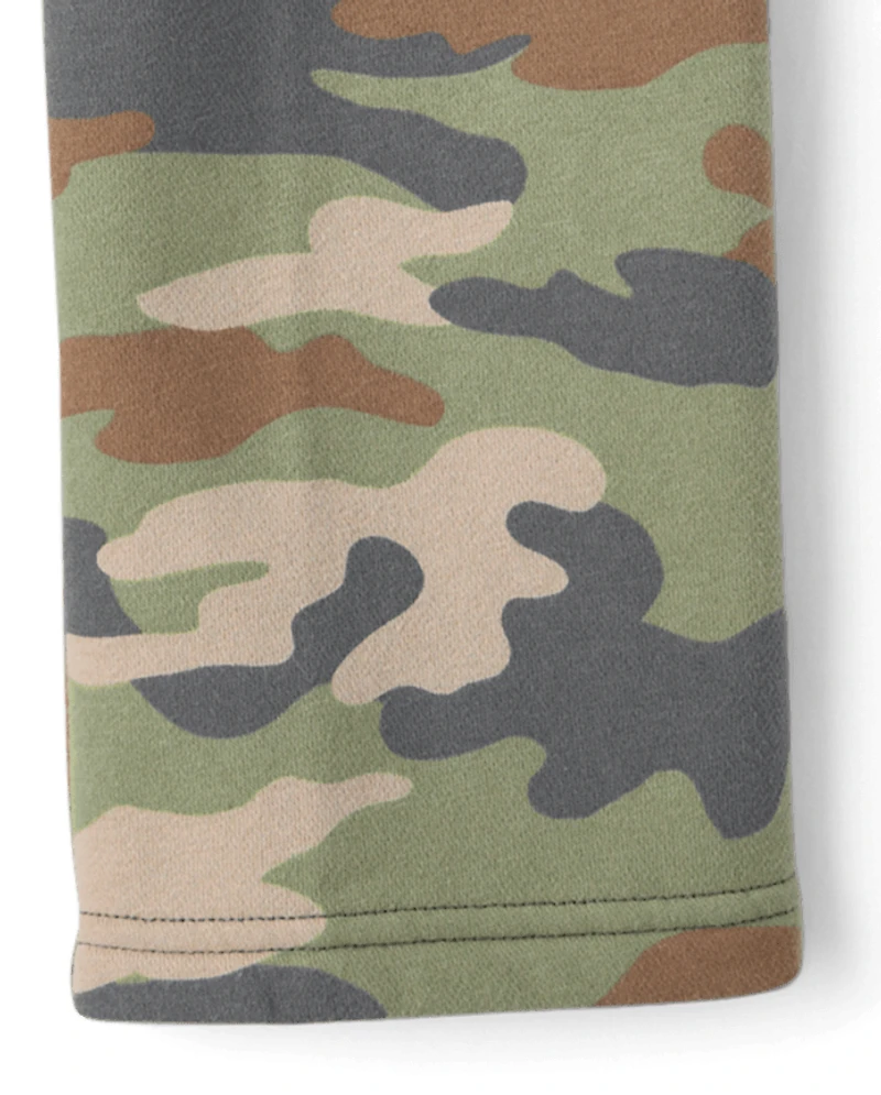 Boys Garment Dyed Premium Fleece Loose Cargo Pants