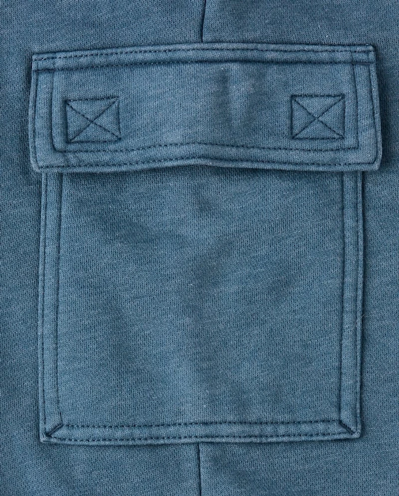 Kids Garment Dyed Premium Fleece Loose Cargo Pants