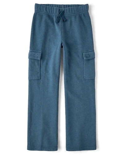 Kids Garment Dyed Premium Fleece Loose Cargo Pants