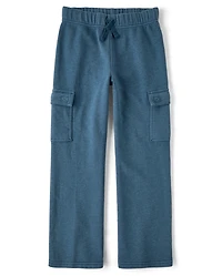 Kids Garment Dyed Premium Fleece Loose Cargo Pants