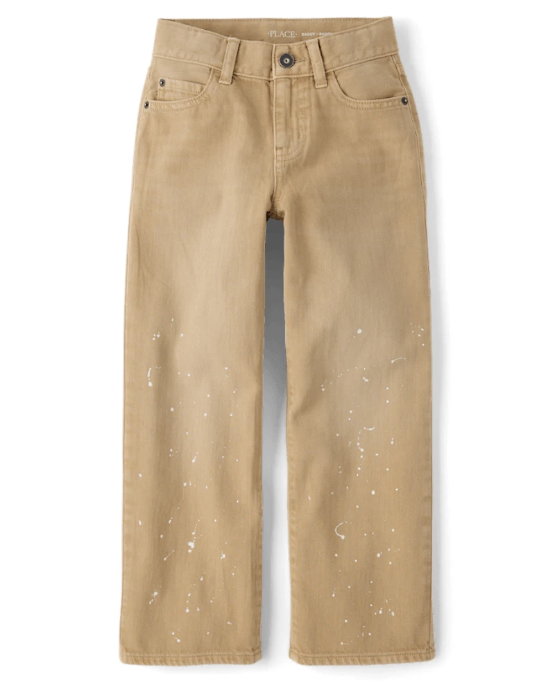 Kids Paint Splatter Garment Dyed Baggy Jeans