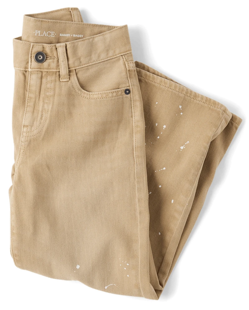 Kids Paint Splatter Garment Dyed Baggy Jeans