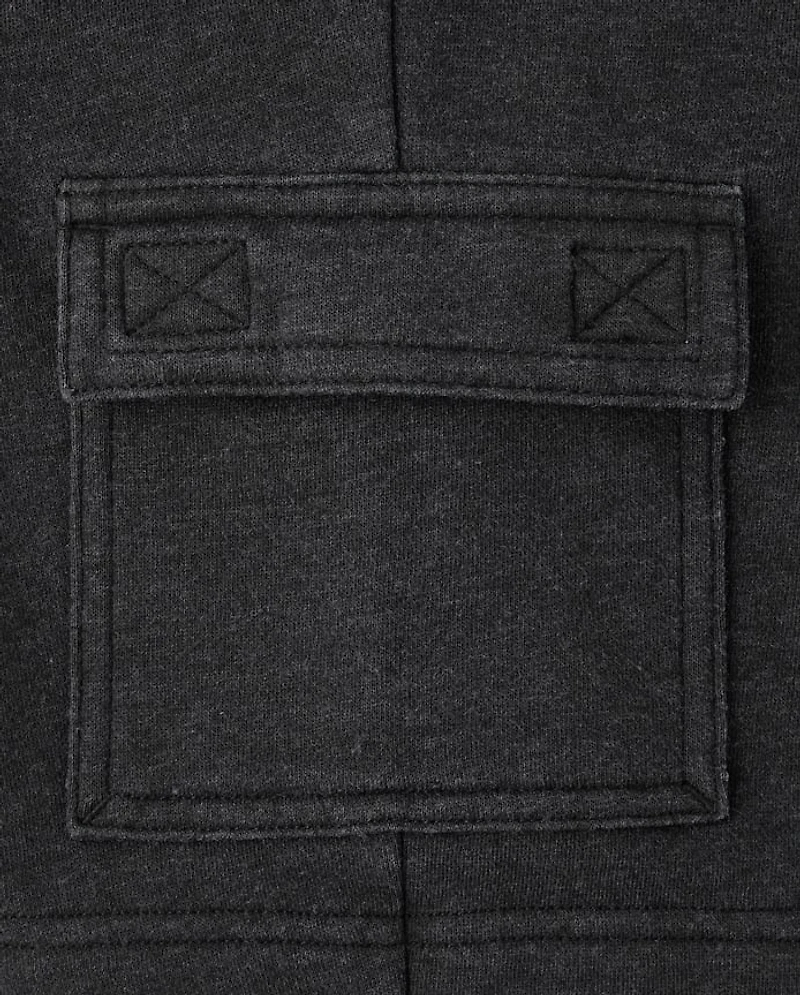 Kids Garment Dyed Premium Fleece Cargo Shorts