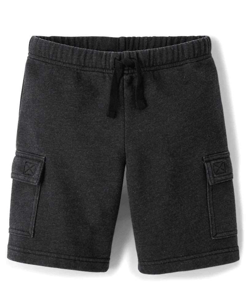 Kids Garment Dyed Premium Fleece Cargo Shorts