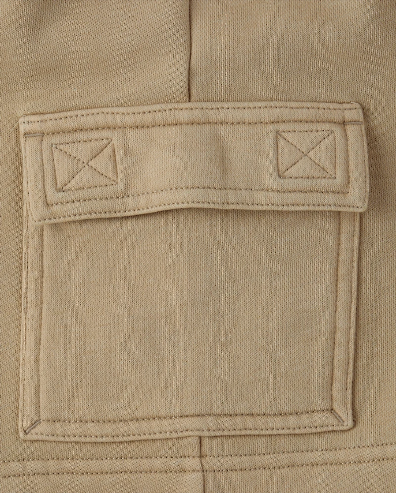 Kids Garment Dyed Premium Fleece Cargo Shorts