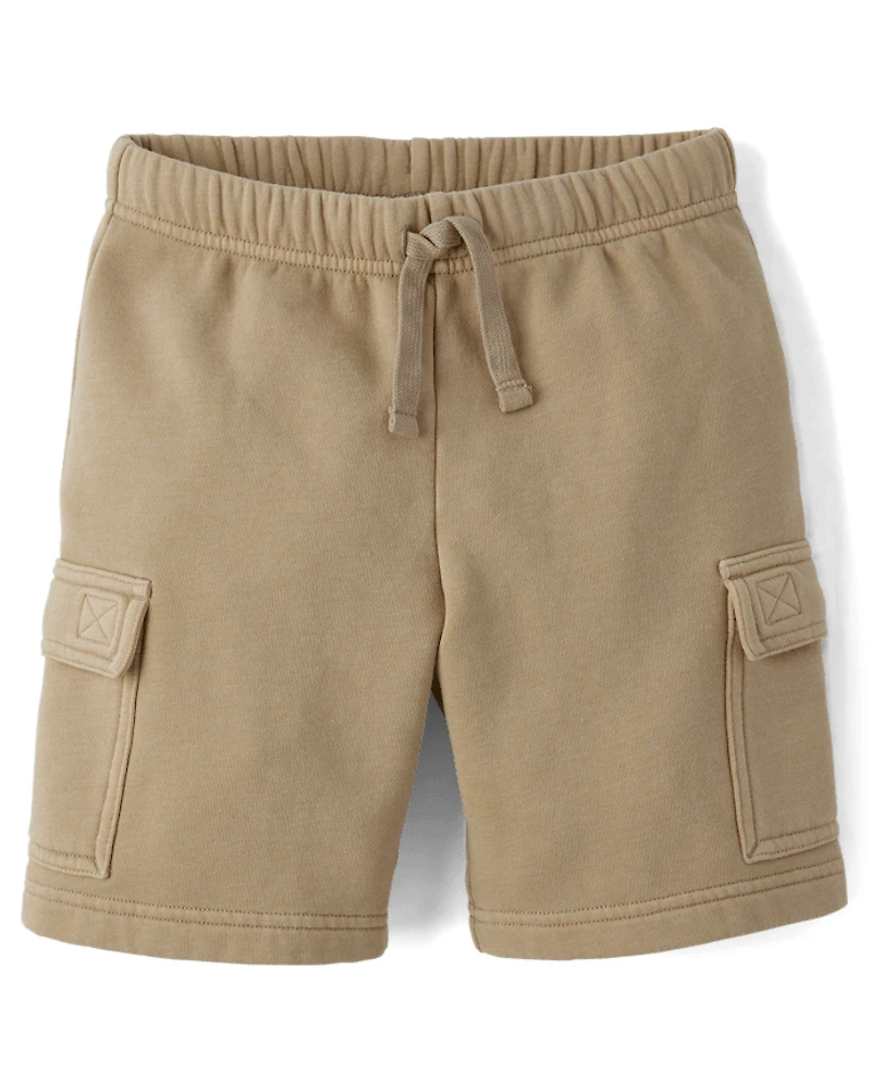 Kids Garment Dyed Premium Fleece Cargo Shorts