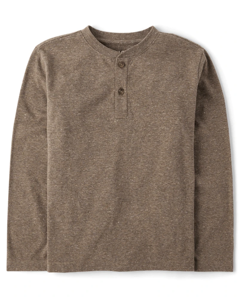 Boys Marled Henley Top