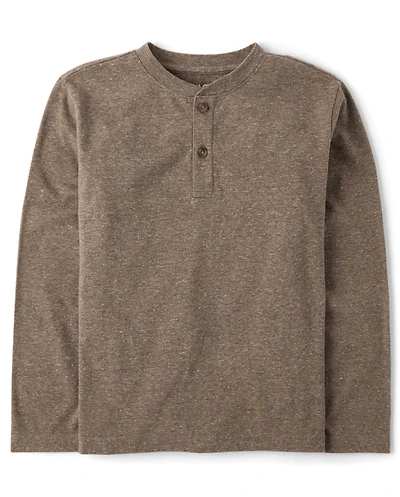 Boys Marled Henley Top