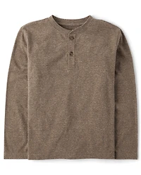 Boys Marled Henley Top