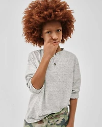 Boys Marled Henley Top