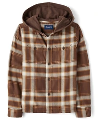 Boys Plaid Flannel Hooded Top