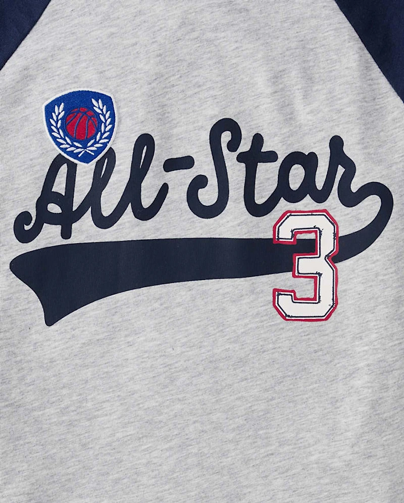 Boys Embroidered Graphic Raglan Top