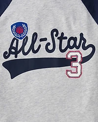 Boys Embroidered Graphic Raglan Top