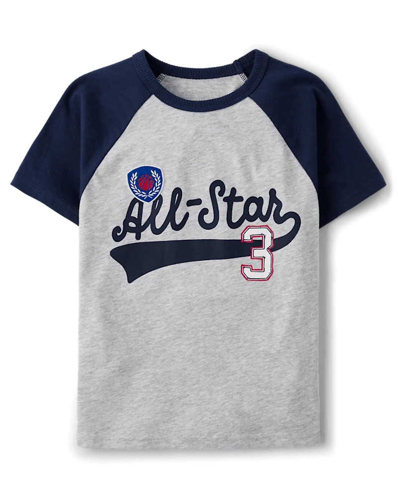 Boys Embroidered Graphic Raglan Top