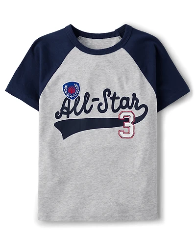 Boys Embroidered Graphic Raglan Top