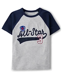 Boys Embroidered Graphic Raglan Top