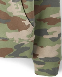 Kids Camo Premium Fleece Sherpa Lined Zip Up Hoodie