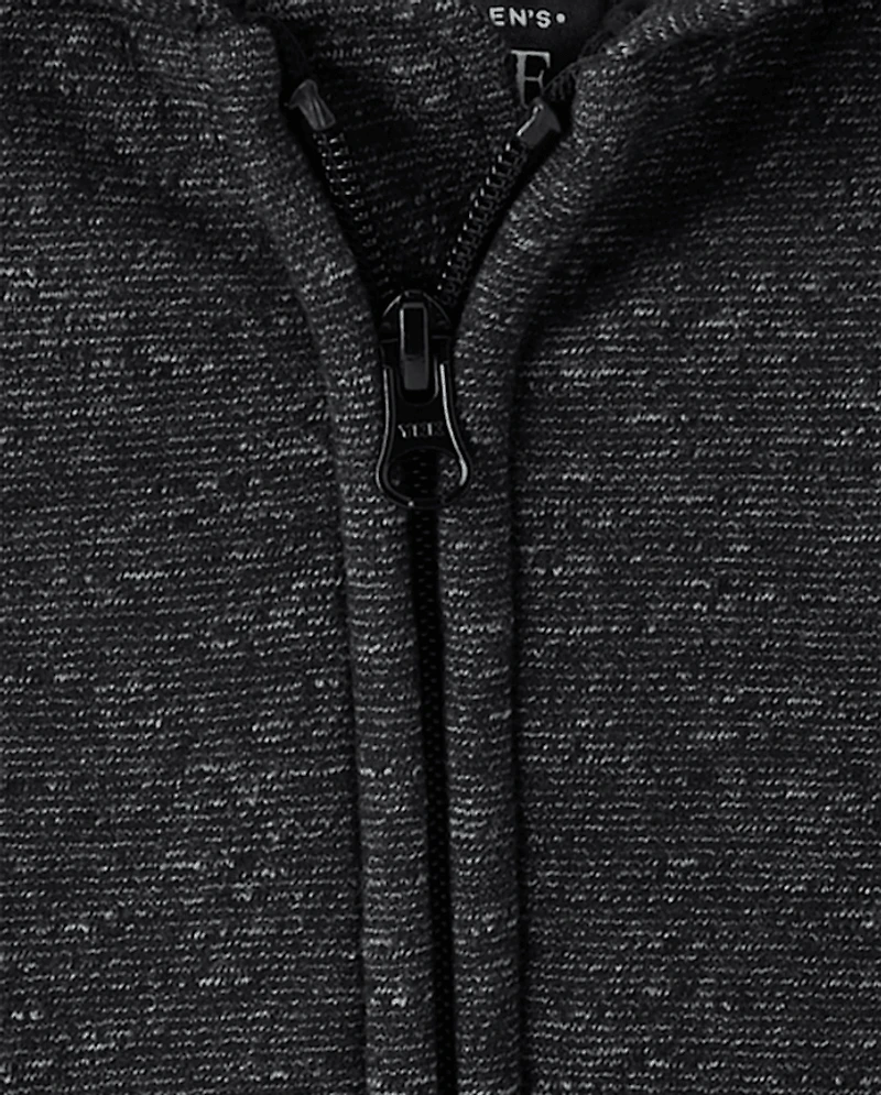 Sweat à capuche zippé en polaire doublée sherpa pour bébés et petits garçons