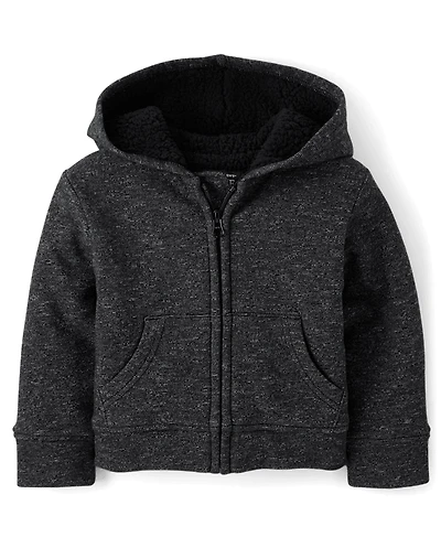 Baby And Toddler Fleece Sherpa Lined Zip Up Hoodie