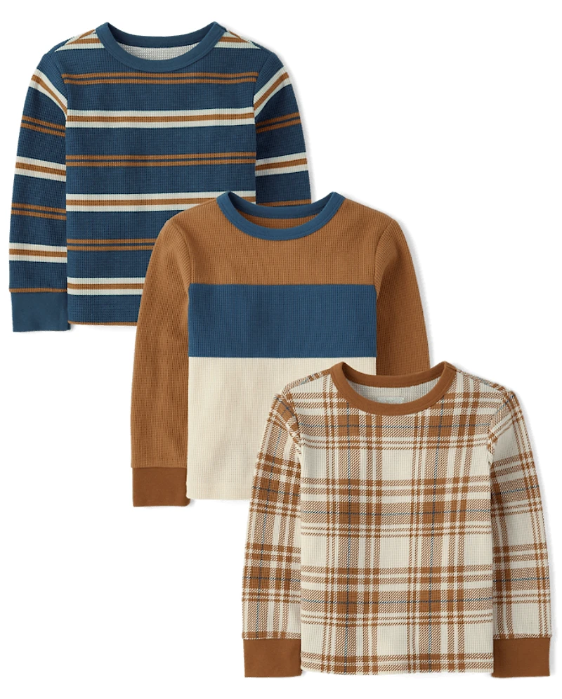 Baby And Toddler Boys Colorblock Thermal Top 3-Pack