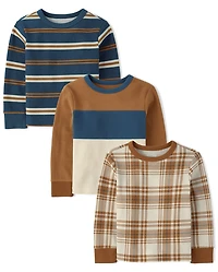 Baby And Toddler Boys Colorblock Thermal Top 3-Pack
