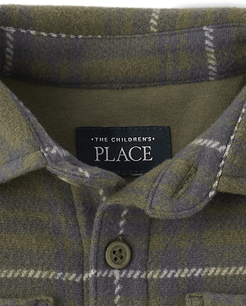 Chemise boutonnée en tricot confortable et luxueuse à carreaux pour bébé tout-petit
