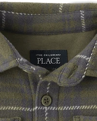 Chemise boutonnée en tricot confortable et luxueuse à carreaux pour bébé tout-petit