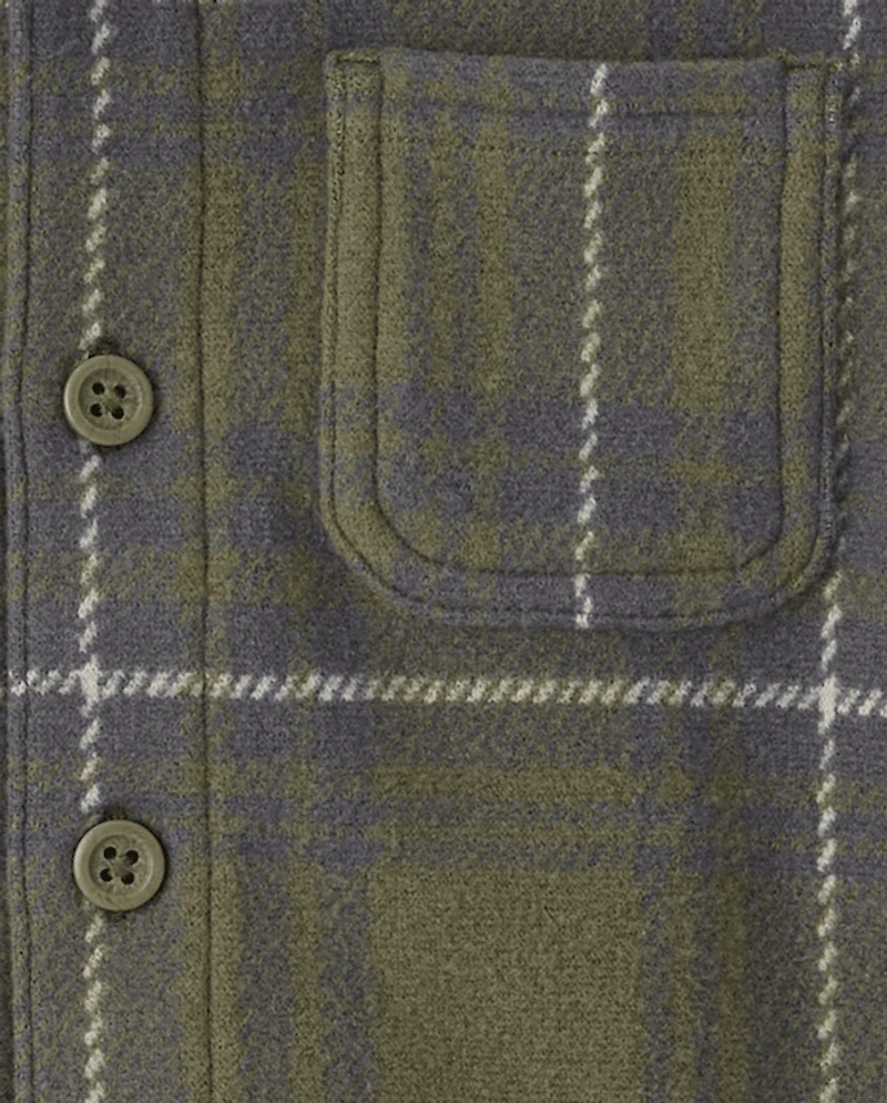 Chemise boutonnée en tricot confortable et luxueuse à carreaux pour bébé tout-petit