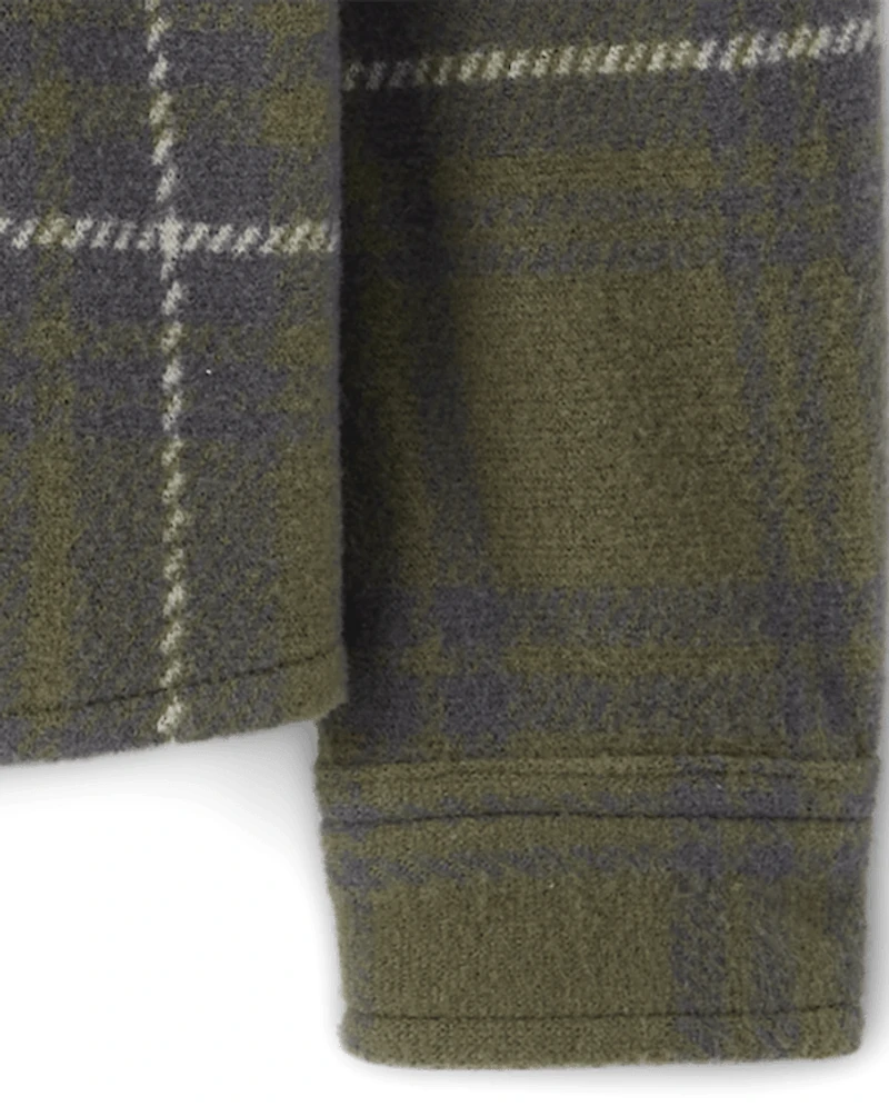 Chemise boutonnée en tricot confortable et luxueuse à carreaux pour bébé tout-petit