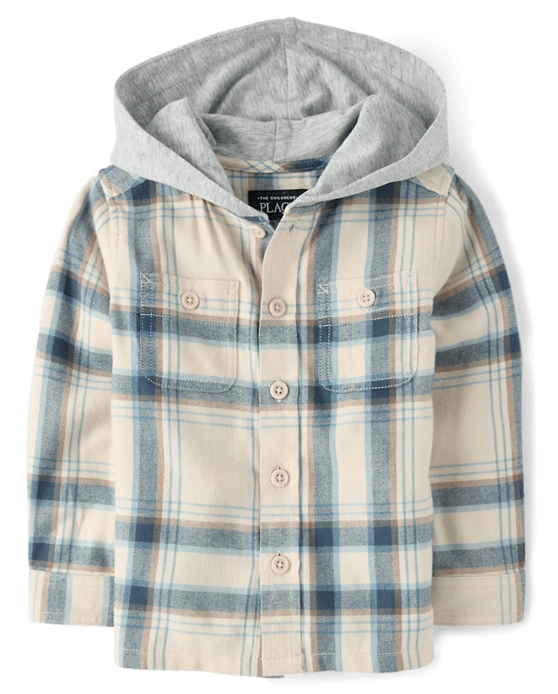 Baby And Toddler Boys Plaid Flannel Hooded Top