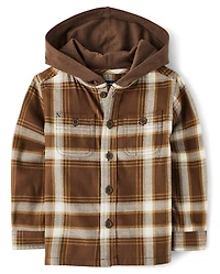 Baby And Toddler Boys Plaid Flannel Hooded Top
