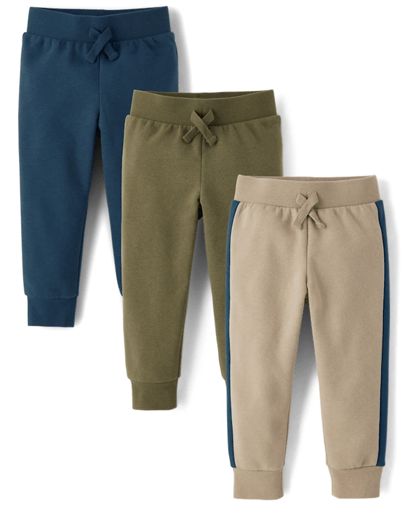 Baby And Toddler Boys Premium Fleece Jogger Pants 3-Pack