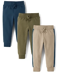 Baby And Toddler Boys Premium Fleece Jogger Pants 3-Pack