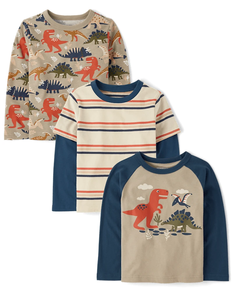 Baby And Toddler Boys Dino Top 3-Pack