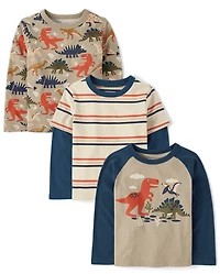 Baby And Toddler Boys Dino Top 3-Pack