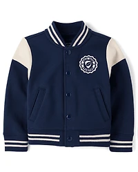 Toddler Varsity Patch Premium Fleece Bomber Jacket