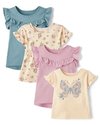 Lot de 4 hauts papillon pour petites filles